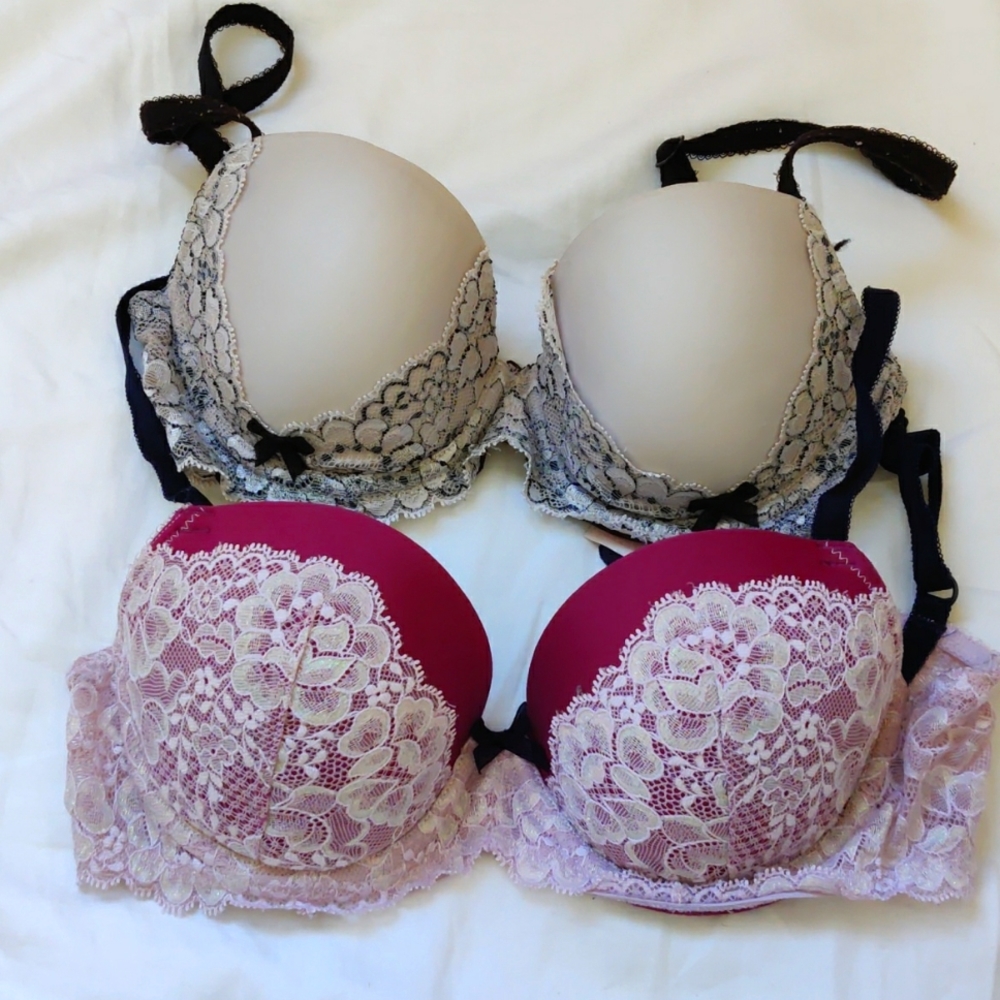 34b Victoria secret tailored dream Angels lace 36a purple white lace demi